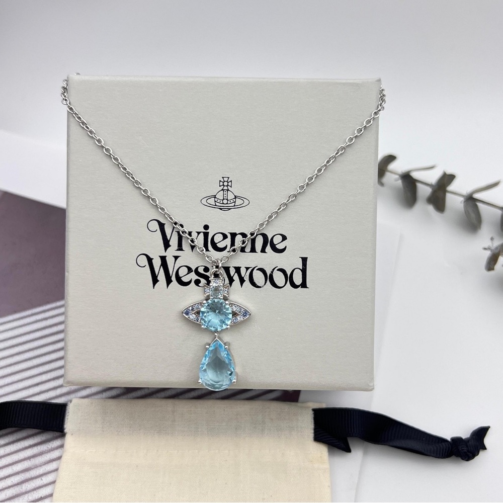 Vivienne Westwood Aquamarine Mermaid Tears Necklace